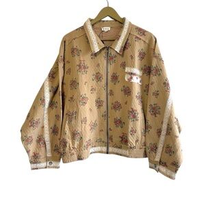 POL Size Small Beige Floral Lace Full Zip Jacket Cottagecore Boho Prairie Hippie